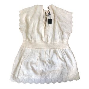 Torrid NWT cream embroidered blouse size 2